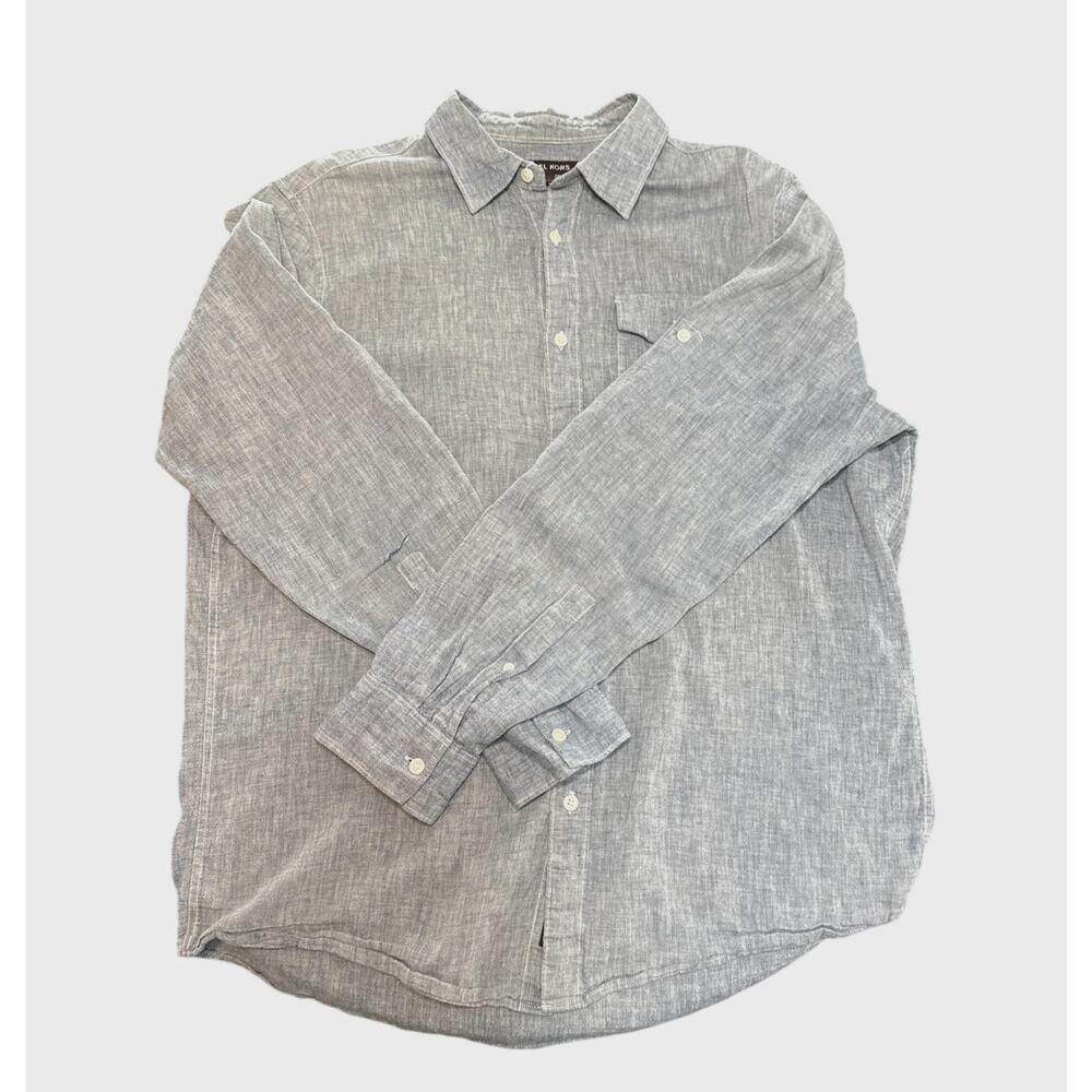 Michael Kors Chambray Button-Up Shirt Men’s L Blue Long Sleeve Roll-Tab